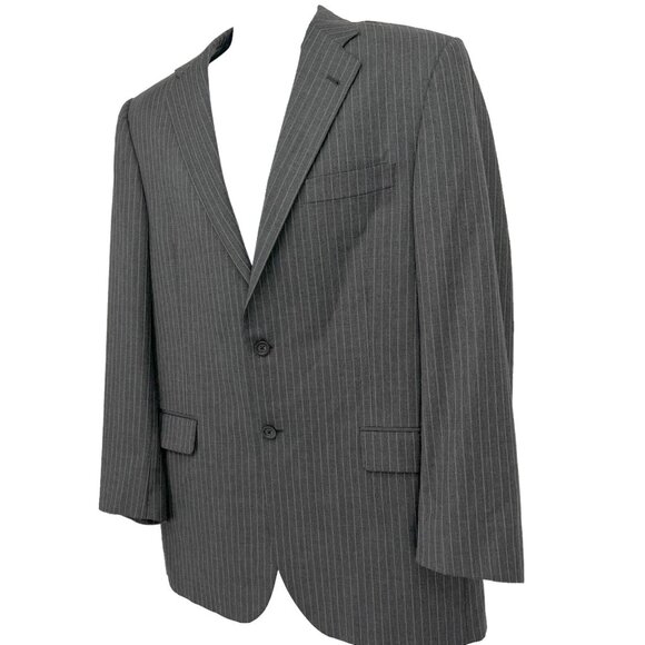 BURBERRY London Men’s 100% Wool Two Vents Stripe Grey Blazer Size 42 Long USA - Picture 2 of 14